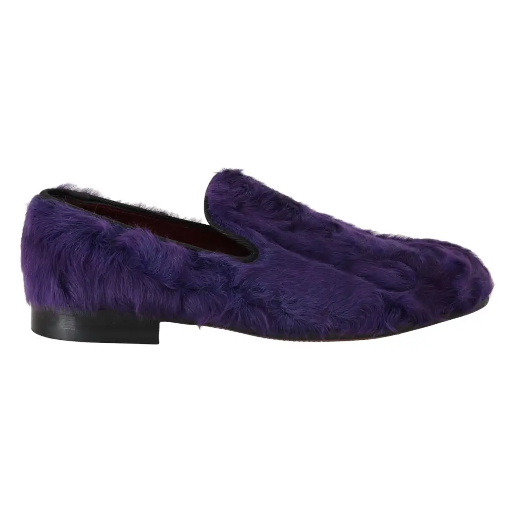 Dolce & Gabbana Lila Schafspelz Leder Loafers