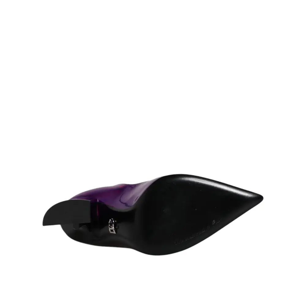 Dolce & Gabbana Lila Schwarz Spitzstiefel Schuhe - EU36/US6