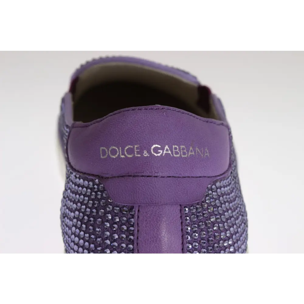Dolce & Gabbana Lila Strass Canvas Logo Sneakers - EU44/US11