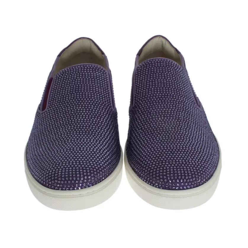 Dolce & Gabbana Lila Strass Canvas Logo Sneakers - EU44/US11