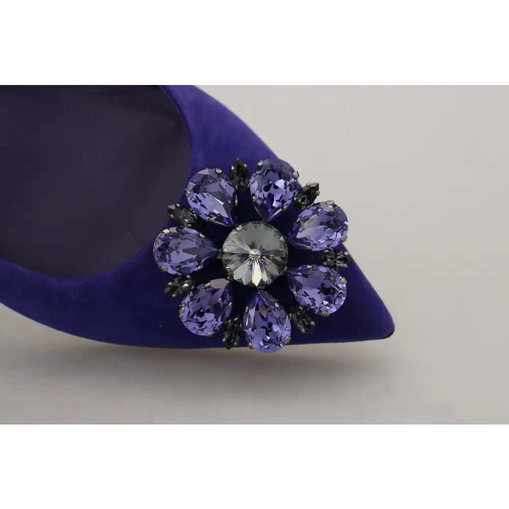 Dolce & Gabbana Lila Wildleder Kristalle Loafers Flats Schuhe - EU36.5/US6