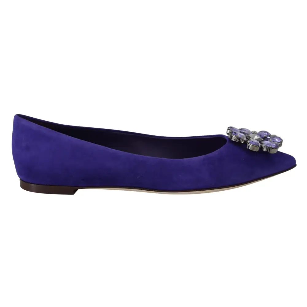 Dolce & Gabbana Lila Wildleder Kristalle Loafers Flats Schuhe - EU36.5/US6