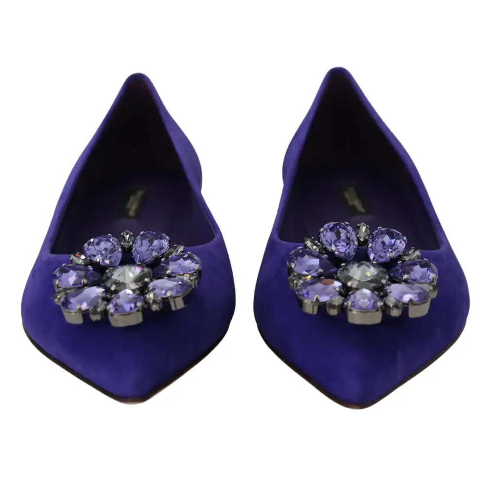 Dolce & Gabbana Lila Wildleder Kristalle Loafers Flats Schuhe - EU36.5/US6