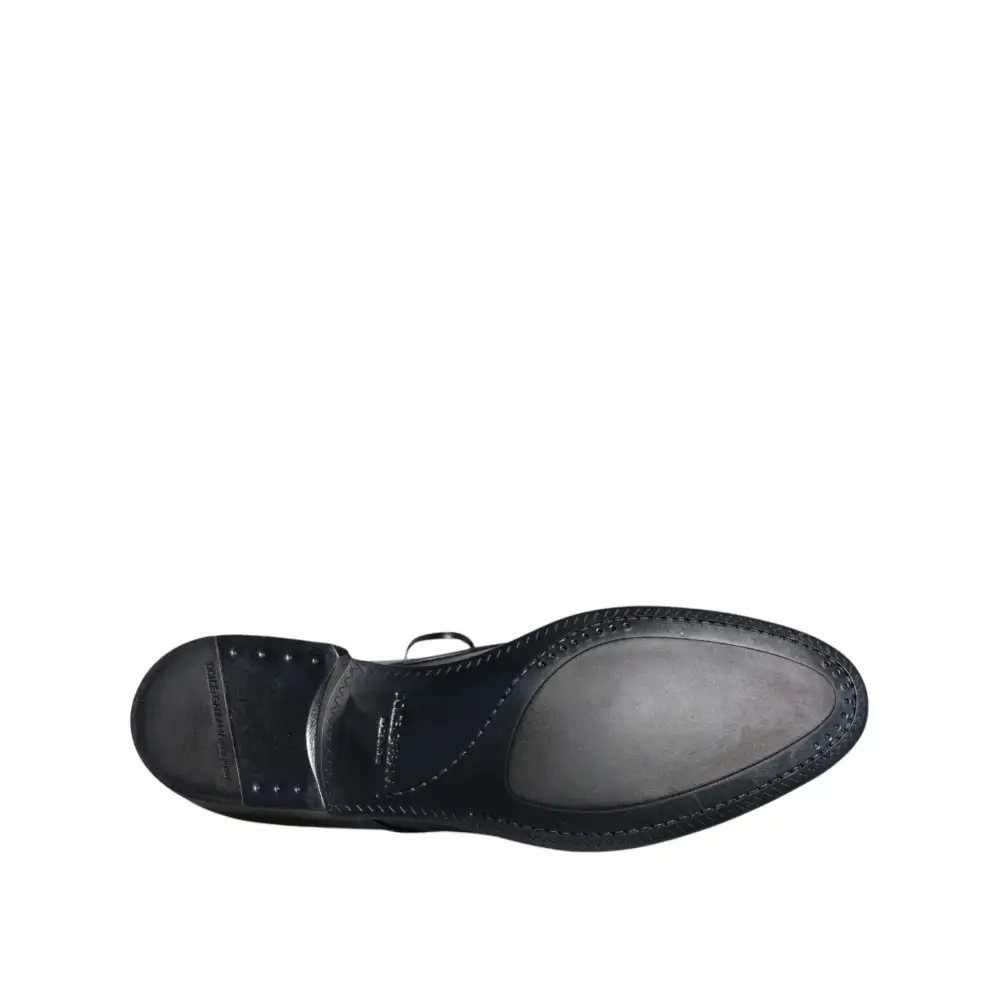 Dolce & Gabbana Marineblaue Leder Derby Kleid Formelle Schuhe - EU44/US11