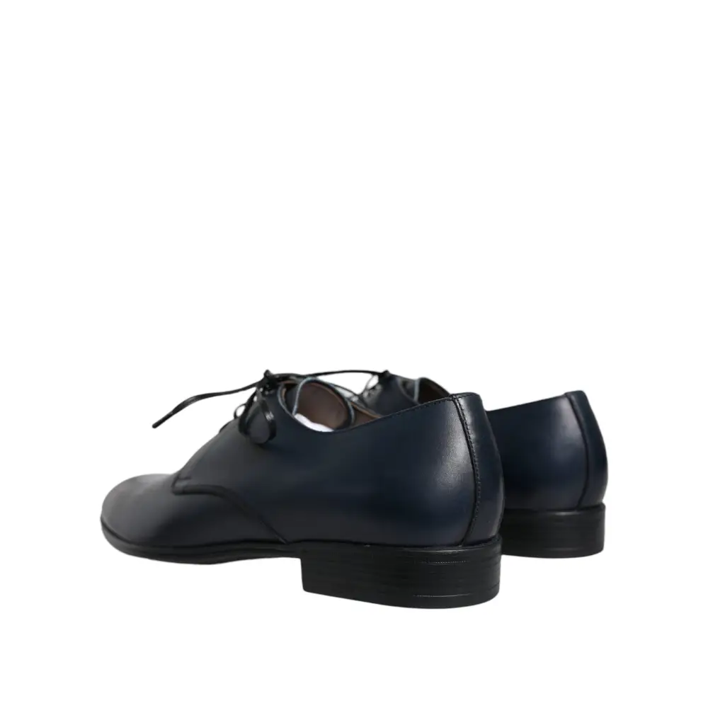Dolce & Gabbana Marineblaue Leder Derby Kleid Formelle Schuhe - EU44/US11