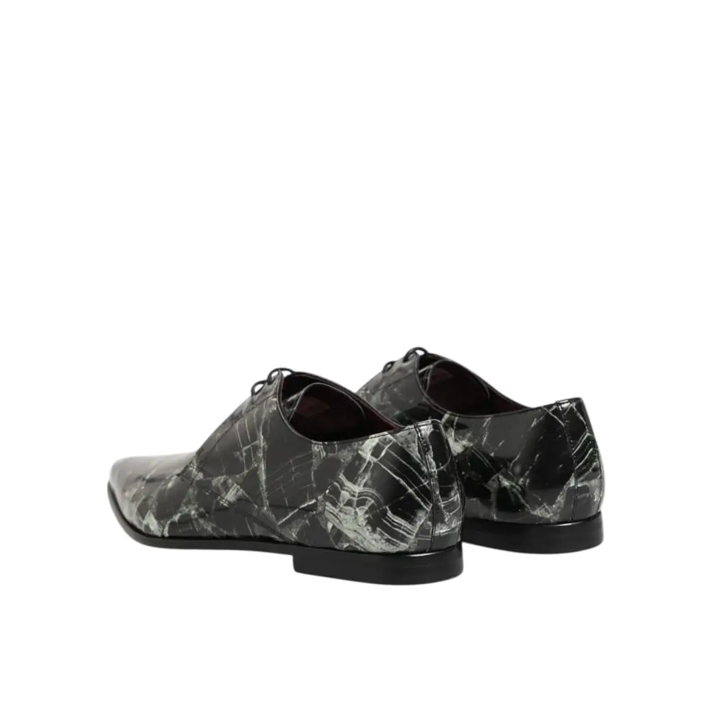 Dolce & Gabbana Marmorierte Muster Kleid Lace Up Derby Schuhe - EU44/US11