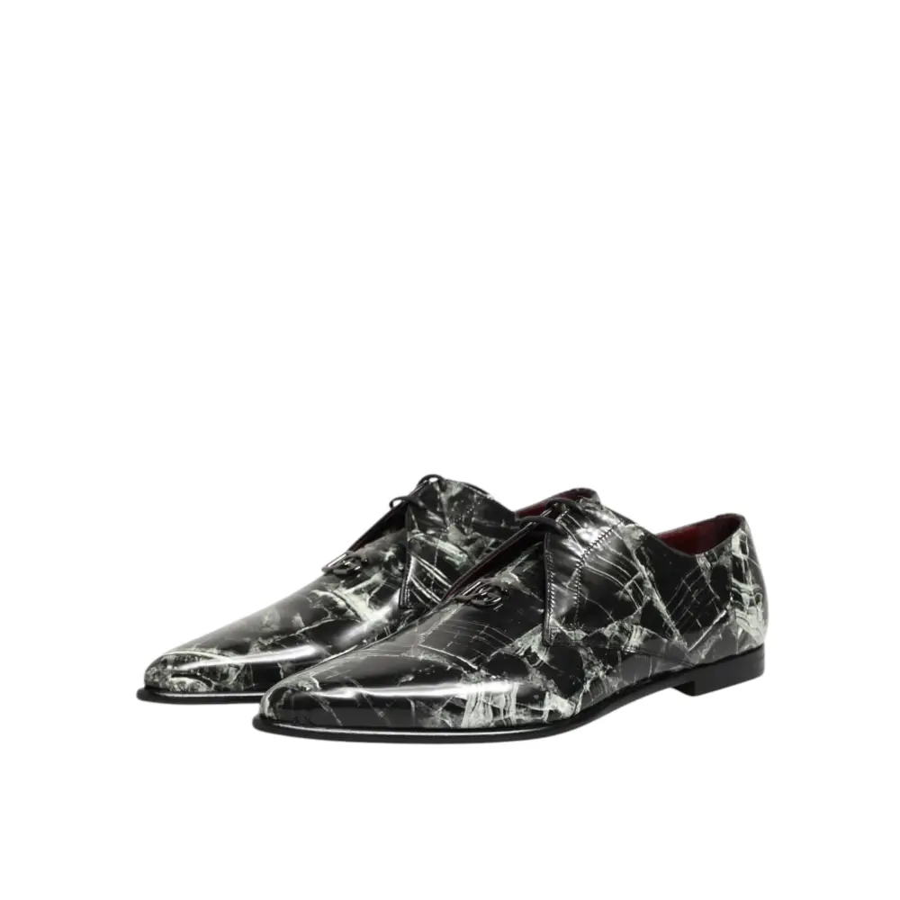 Dolce & Gabbana Marmorierte Muster Kleid Lace Up Derby Schuhe - EU44/US11
