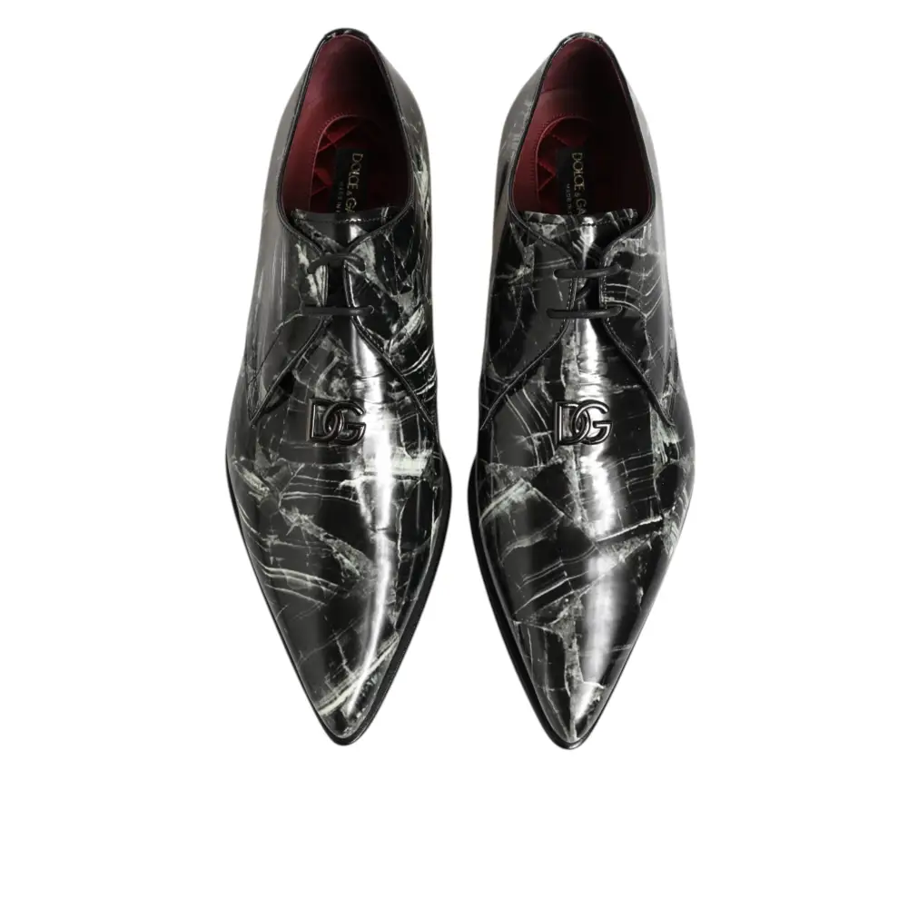 Dolce & Gabbana Marmorierte Muster Kleid Lace Up Derby Schuhe - EU44/US11