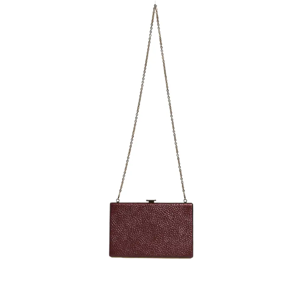 Dolce & Gabbana Maroon Leder Clutch Abend Crossbody Tasche