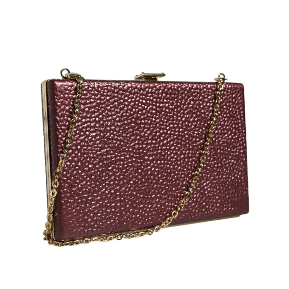 Dolce & Gabbana Maroon Leder Clutch Abend Crossbody Tasche