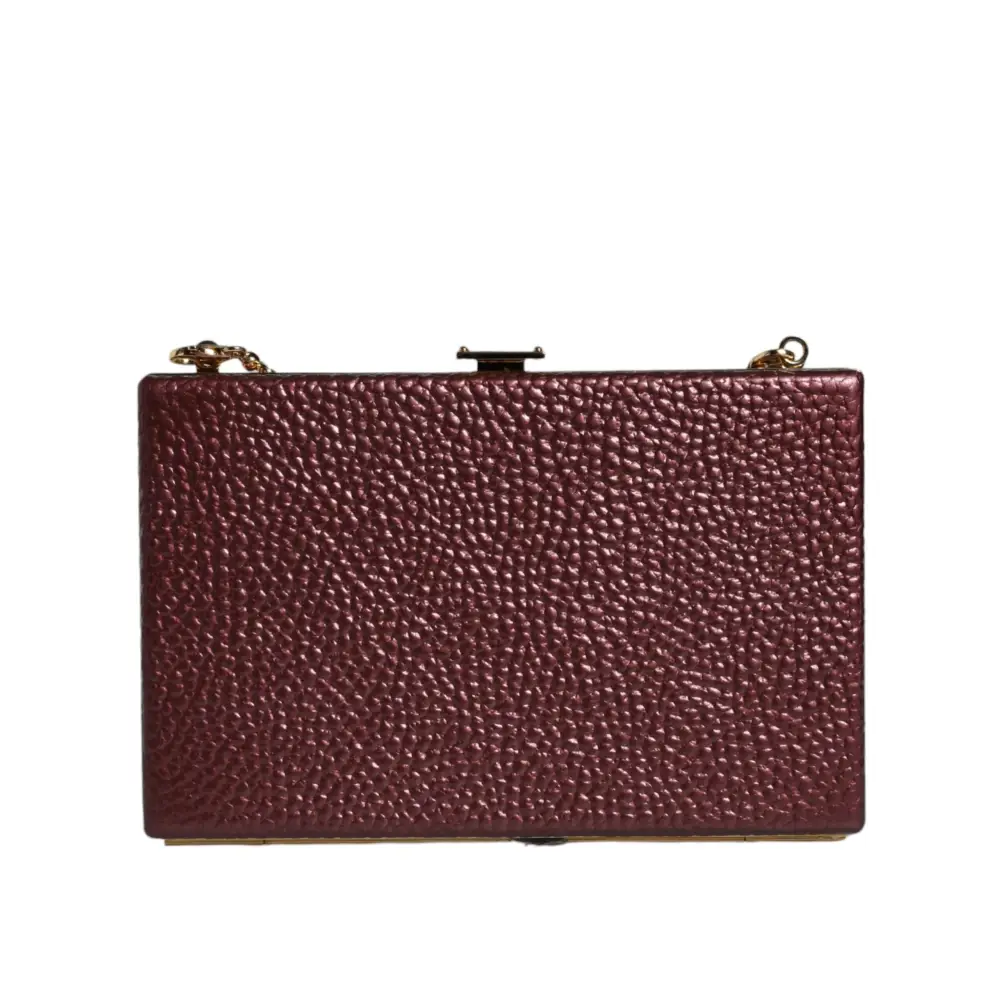 Dolce & Gabbana Maroon Leder Clutch Abend Crossbody Tasche