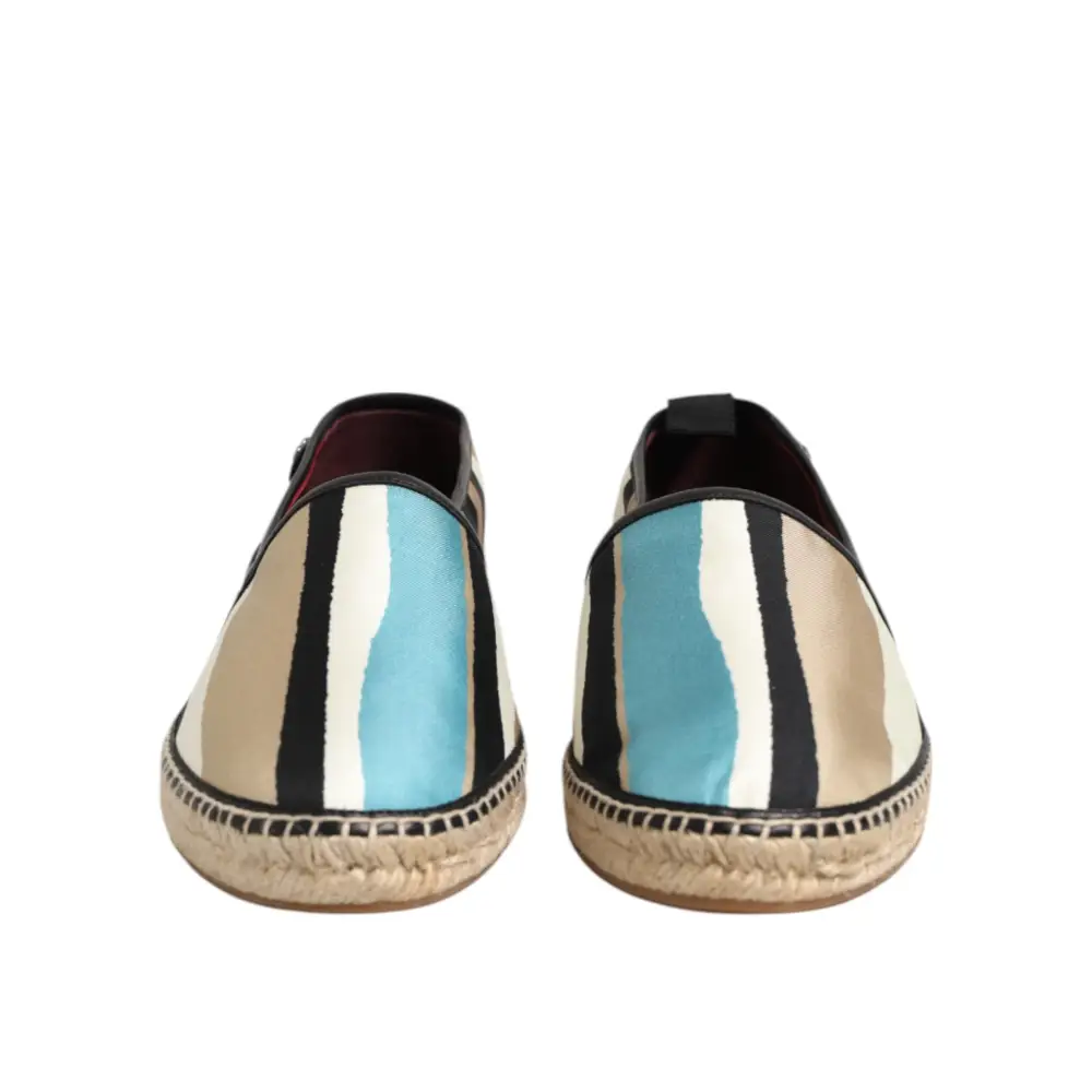 Dolce & Gabbana Mehrfarbig gestreifte flache Espadrille-Schuhe aus Canvas - EU41/US8