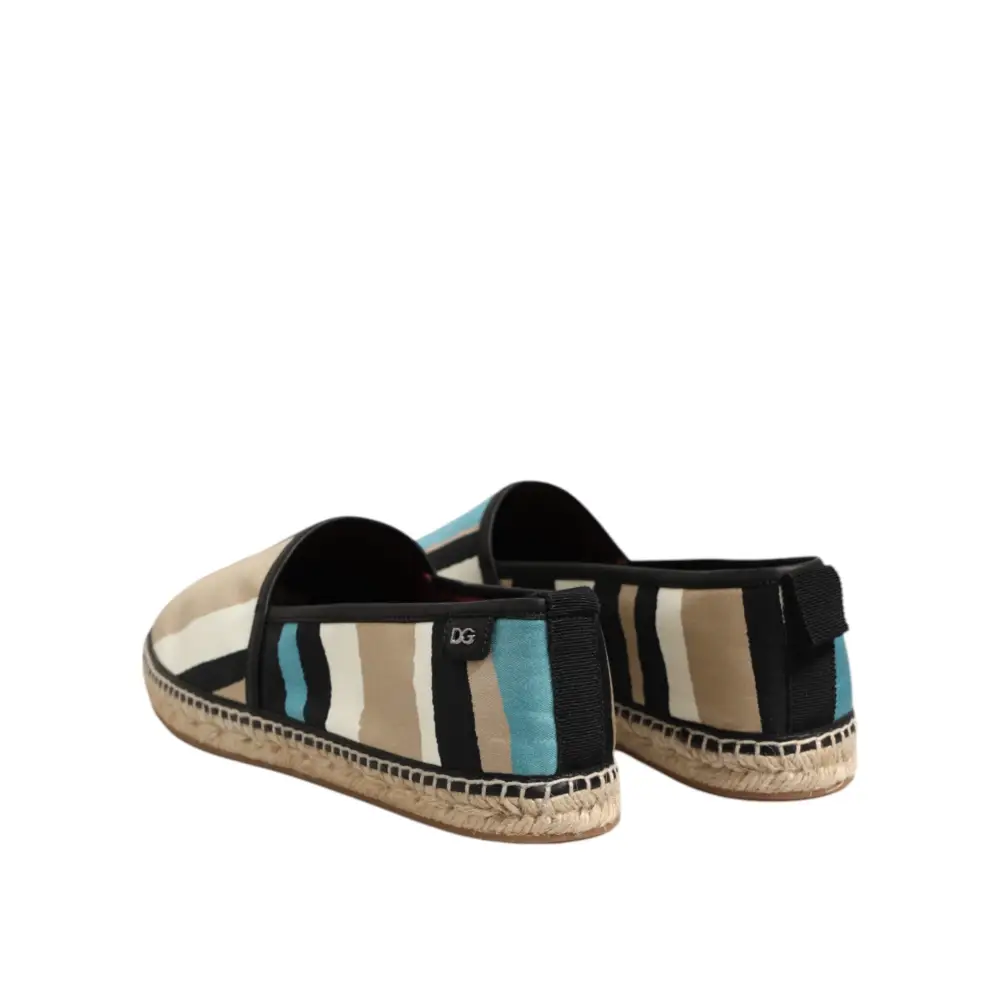 Dolce & Gabbana Mehrfarbig gestreifte flache Espadrille-Schuhe aus Canvas - EU41/US8