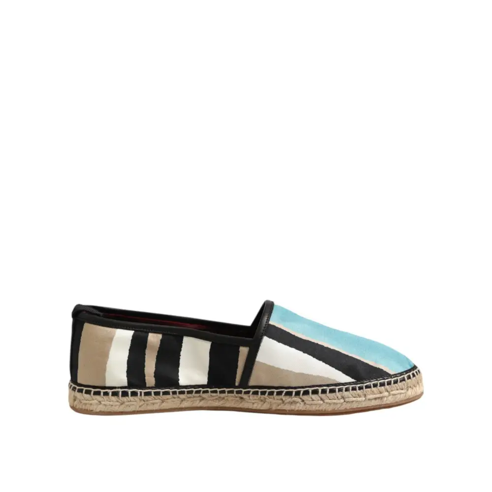Dolce & Gabbana Mehrfarbig gestreifte flache Espadrille-Schuhe aus Canvas - EU41/US8