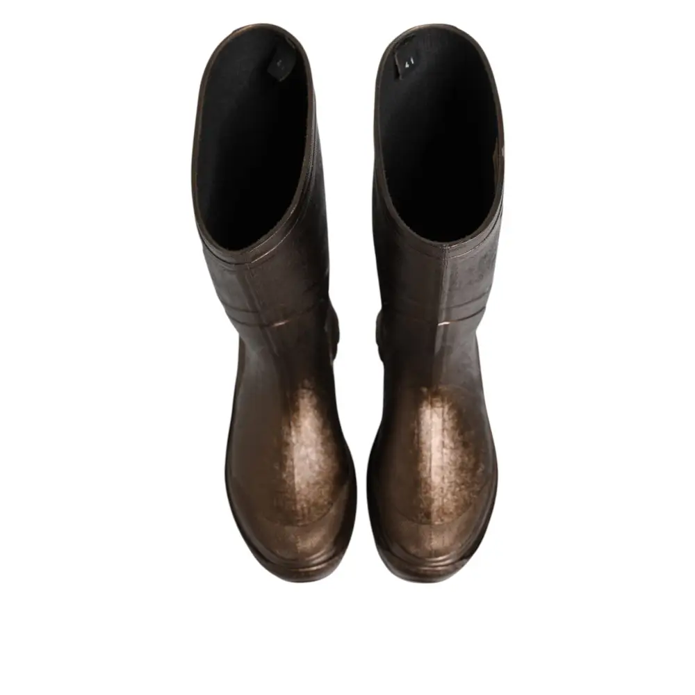 Dolce & Gabbana Metallic Bronze Pull On Regen Stiefel Schuhe - EU41/US10.5