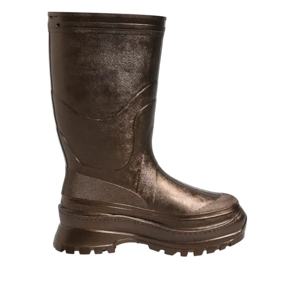 Dolce & Gabbana Metallic Bronze Pull On Regen Stiefel Schuhe - EU41/US10.5