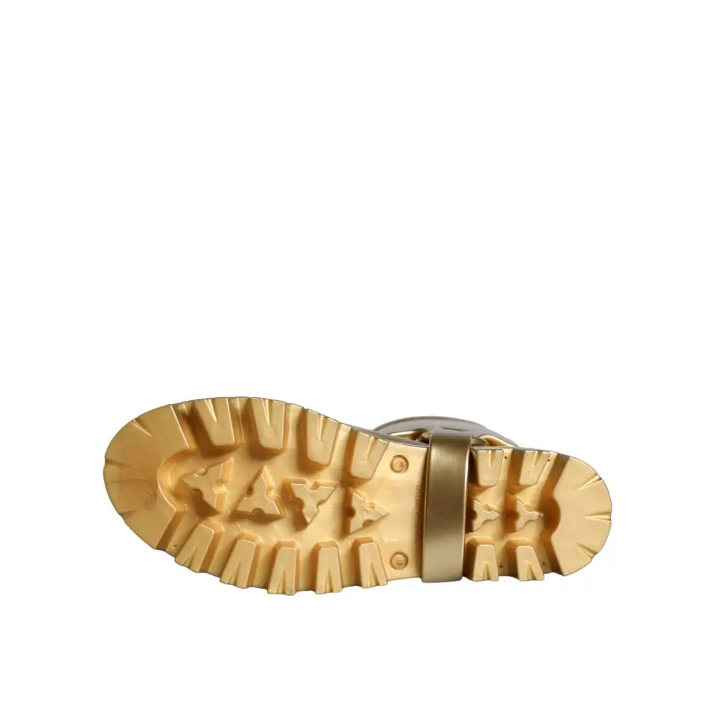 Dolce & Gabbana Metallic Gold Gummi PVC Regen Stiefel Schuhe - EU37/US6.5