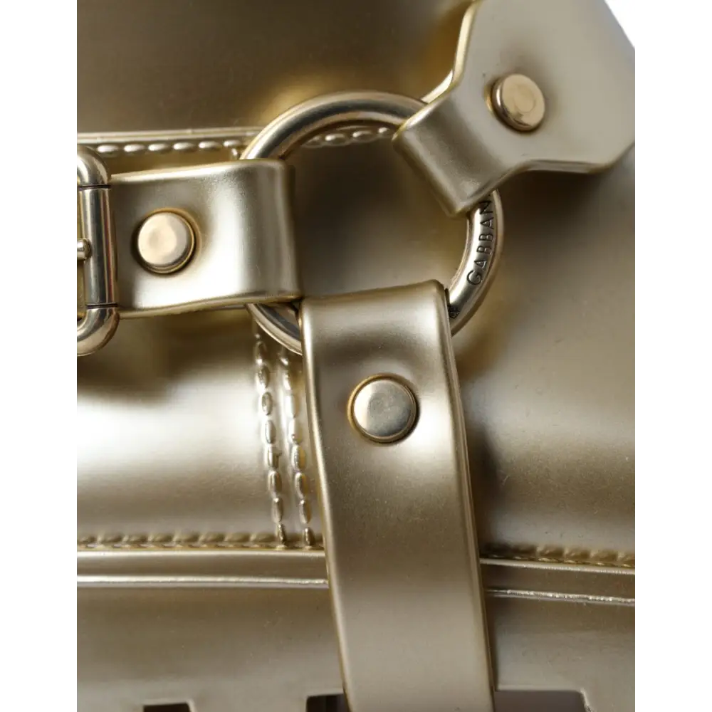 Dolce & Gabbana Metallic Gold Gummi PVC Regen Stiefel Schuhe