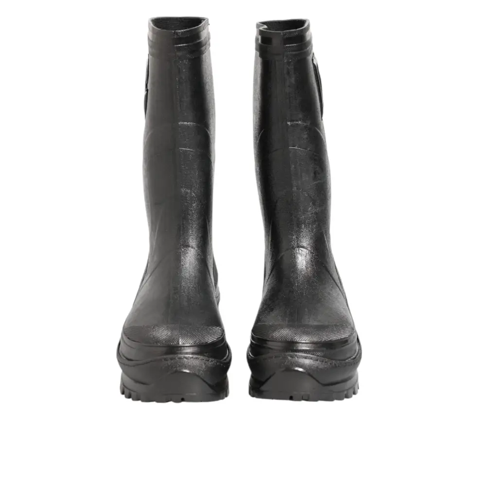 Dolce & Gabbana Metallic Schwarz Pull On Regen Stiefel Männer Schuhe - EU42/US9