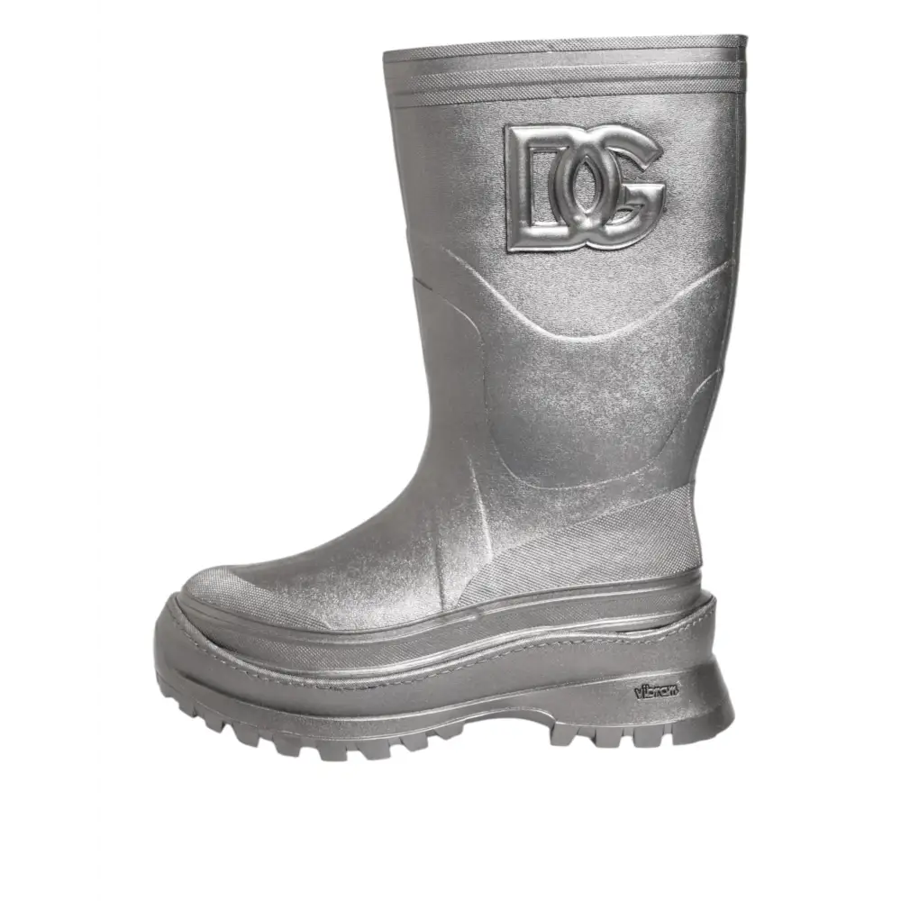 Dolce & Gabbana Metallic Silber Pull On Regen Stiefel Schuhe - EU42/US9