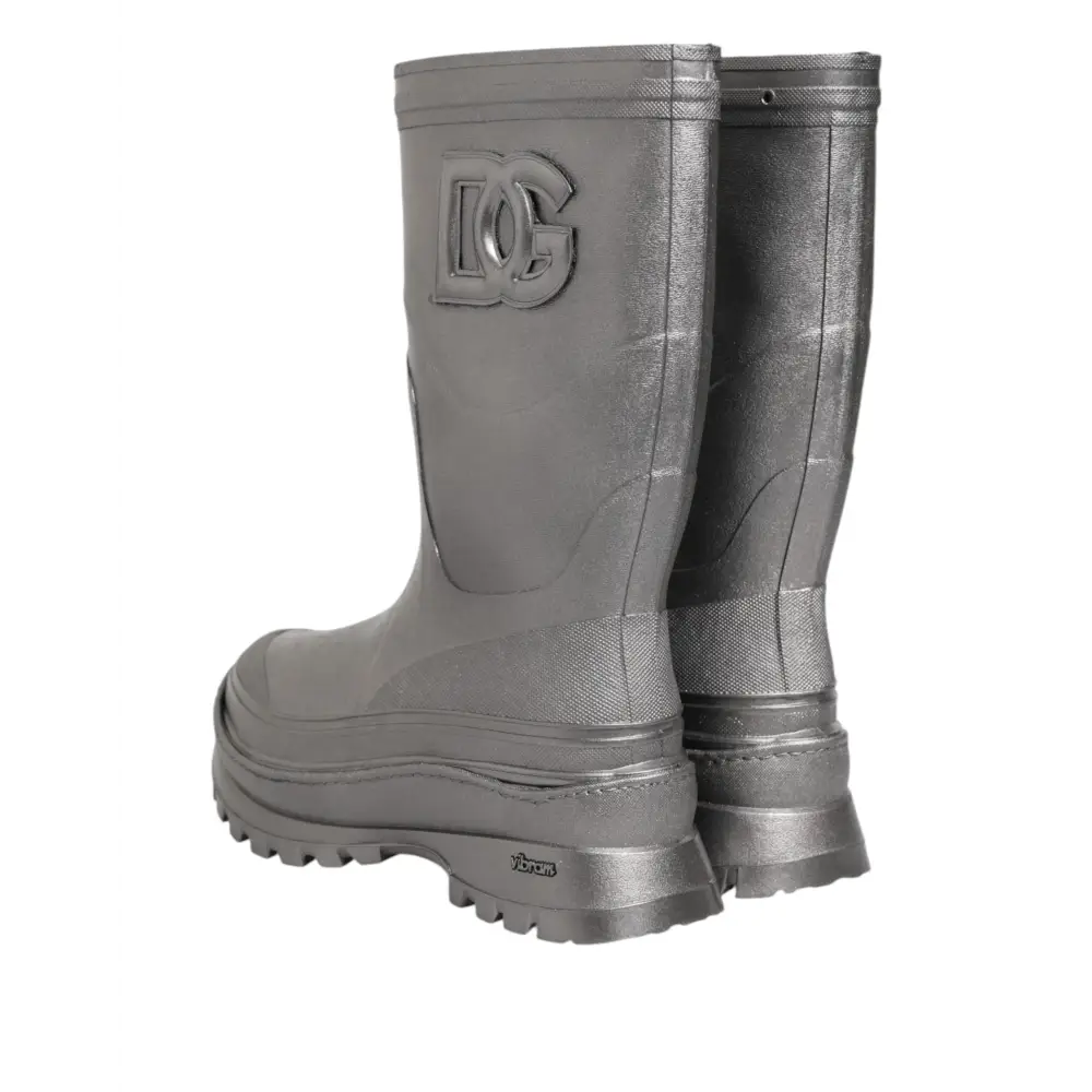 Dolce & Gabbana Metallic Silber Pull On Regen Stiefel Schuhe - EU42/US9