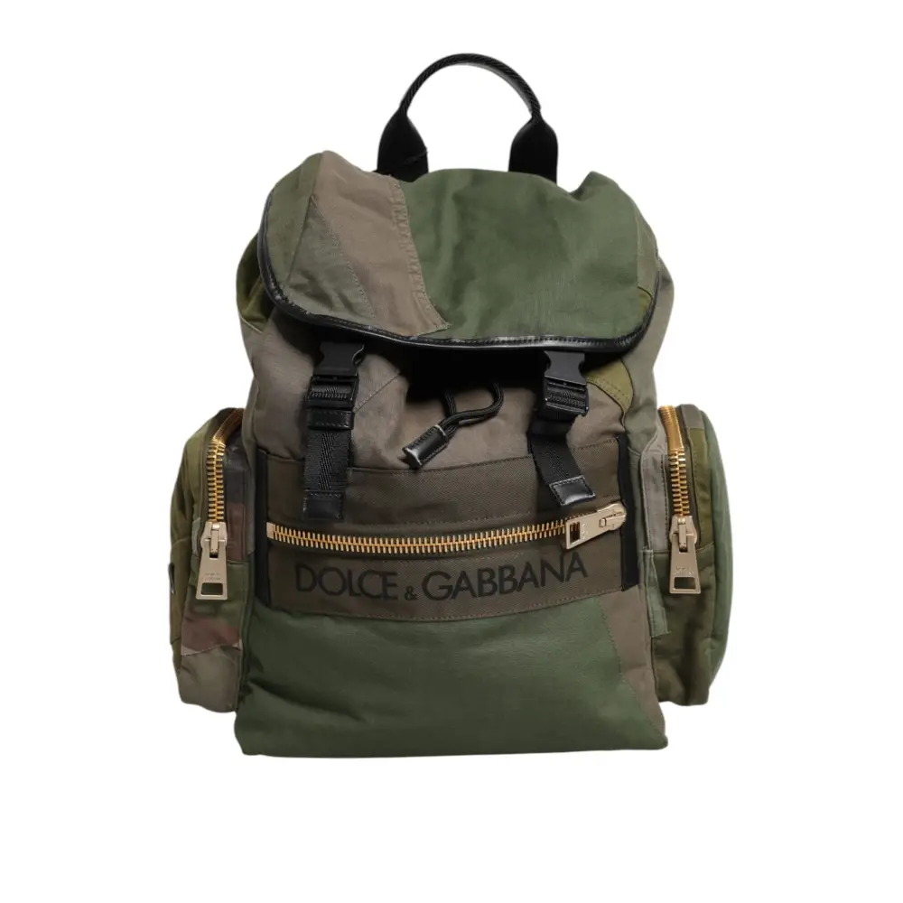 Dolce & Gabbana Militär Grün Patchwork Rucksack Rucksack Tasche