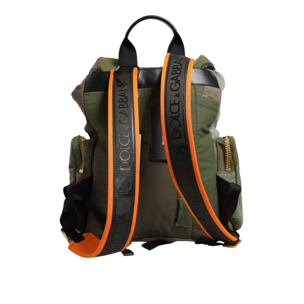 Dolce & Gabbana Militär Grün Patchwork Rucksack Rucksack Tasche