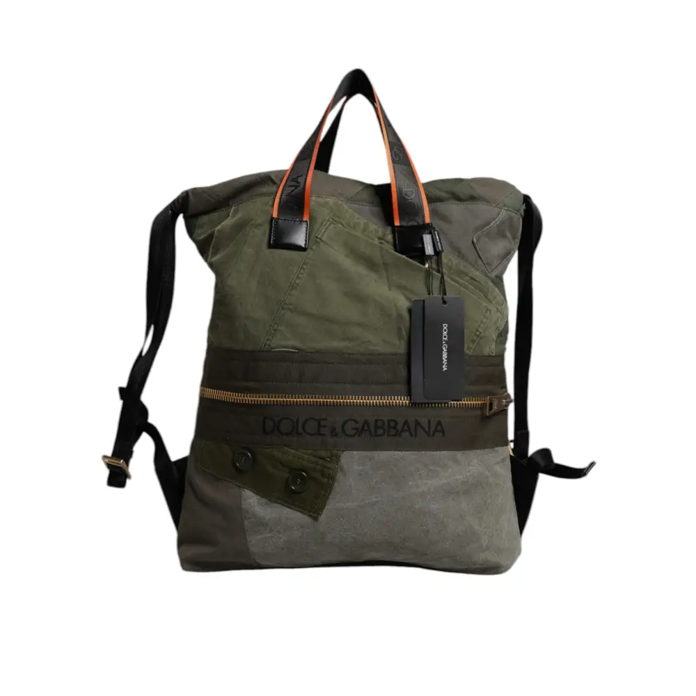 Dolce & Gabbana Militär Grün Patchwork Rucksack Rucksack Tasche