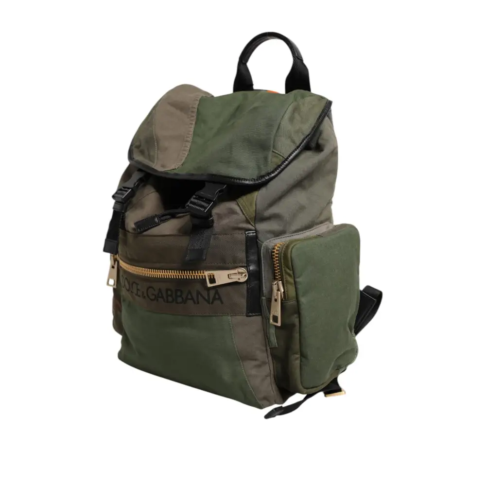 Dolce & Gabbana Militär Grün Patchwork Rucksack Rucksack Tasche