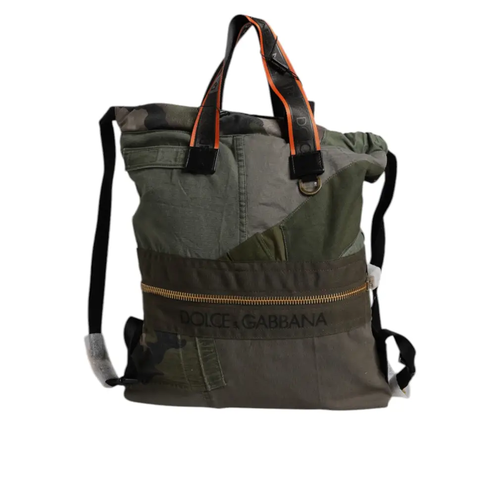 Dolce & Gabbana Militär Grün Patchwork Rucksack Rucksack Tasche