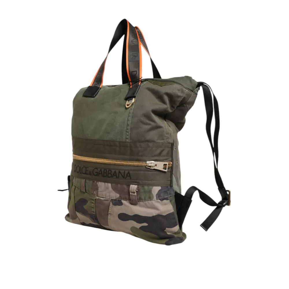 Dolce & Gabbana Militär Grün Patchwork Rucksack Rucksack Tasche