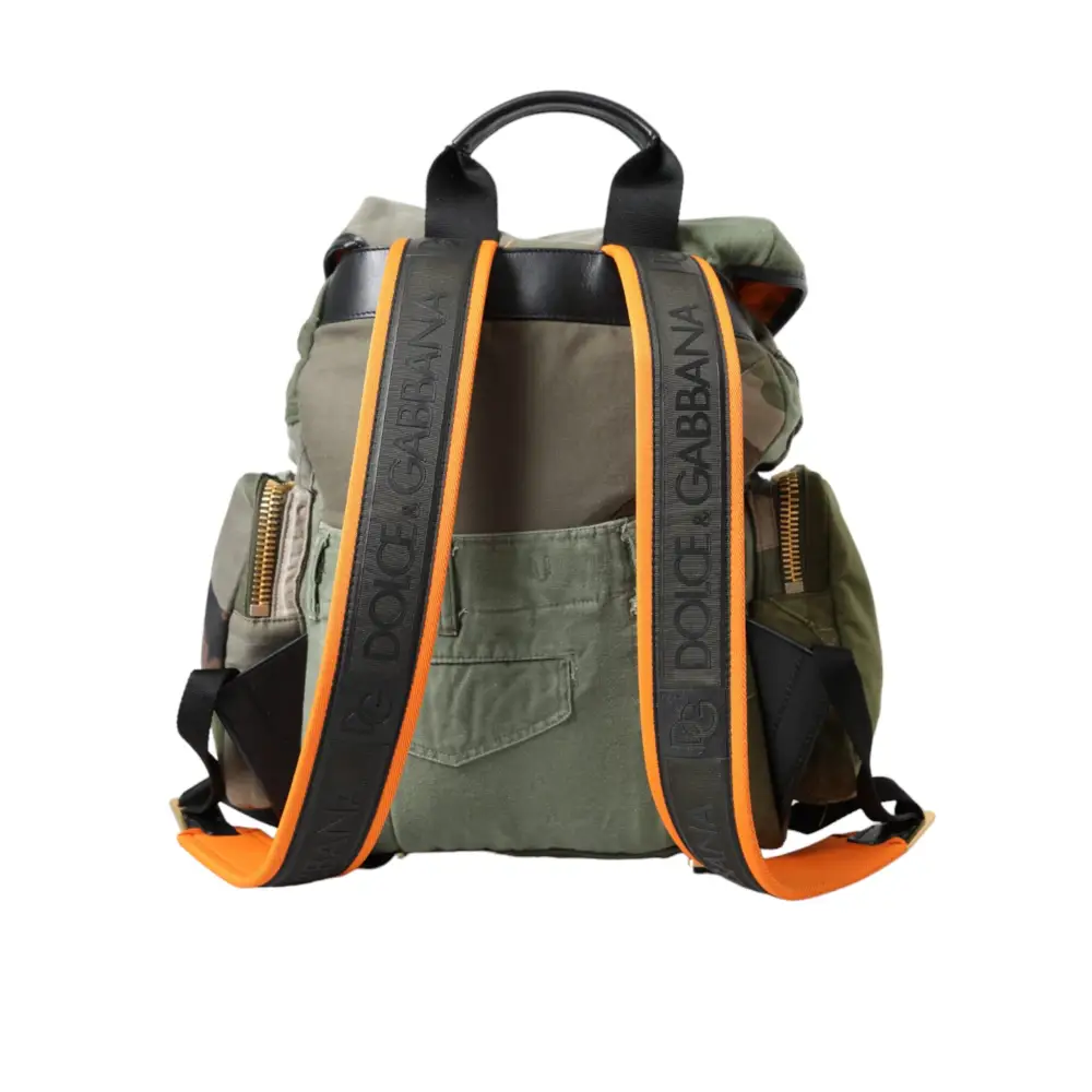 Dolce & Gabbana Militärgrüner Patchwork-Rucksack Rucksack Tasche