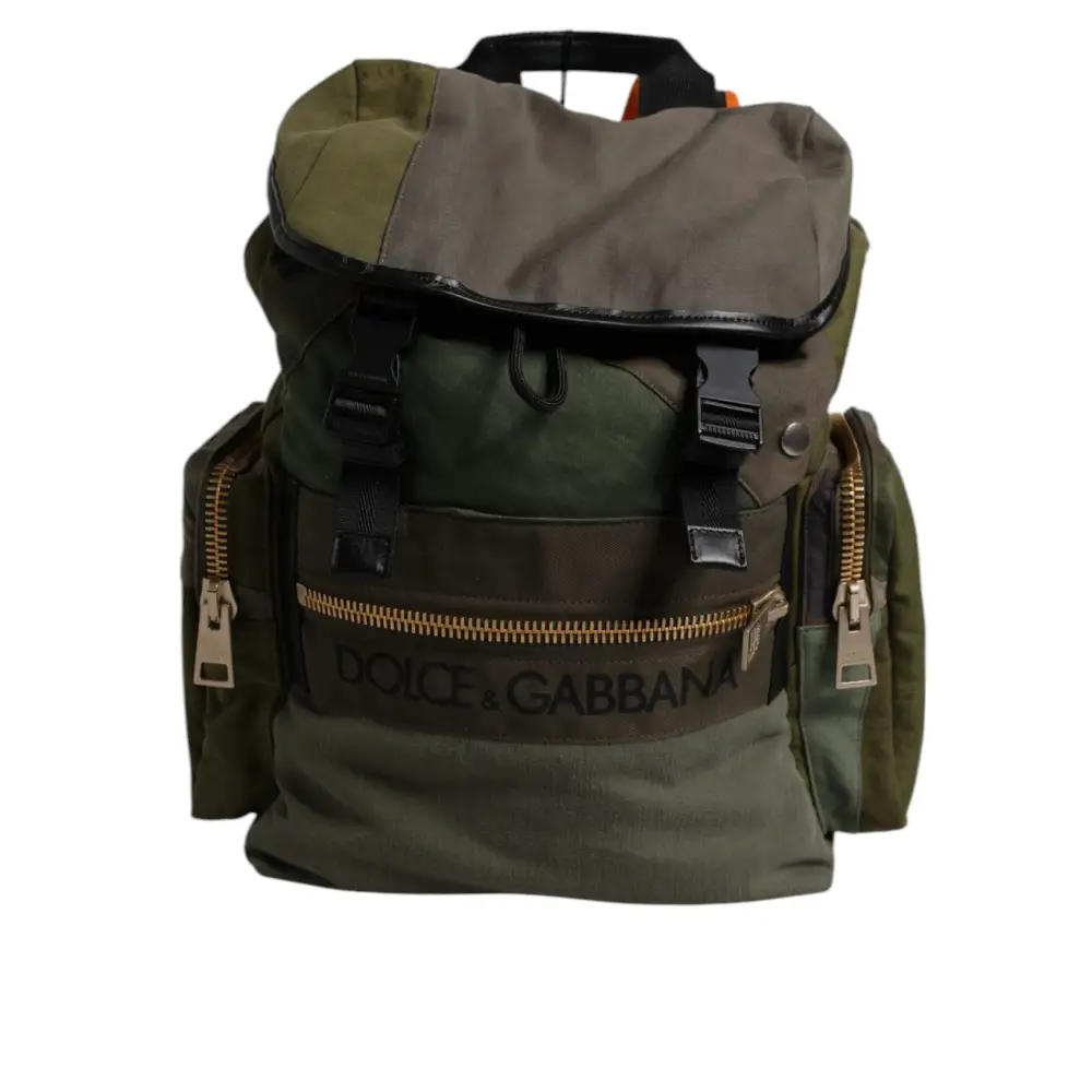 Dolce & Gabbana Militärgrünes Patchwork-Reiserucksacktasche