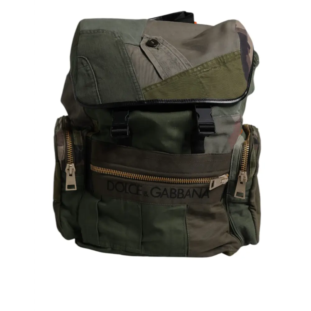 Dolce & Gabbana Militärgrünes Patchwork-Reiserucksacktasche