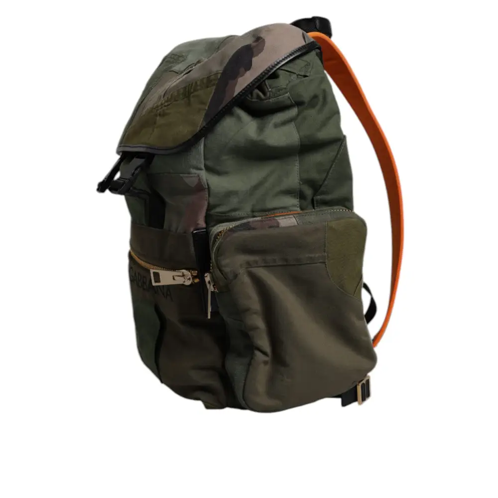 Dolce & Gabbana Militärgrünes Patchwork-Reiserucksacktasche