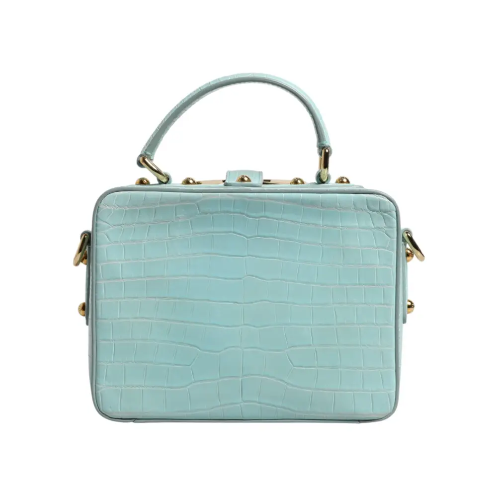 Dolce & Gabbana Mintgrüne Umhängetasche aus Leder mit geprägtem Vorhängeschloss