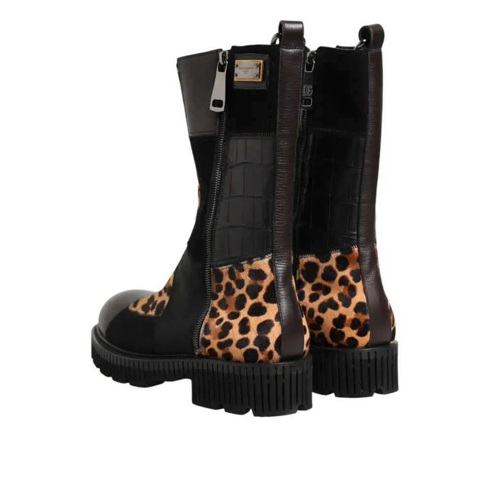 Dolce & Gabbana Mittelhohe Stiefel mit Leopardenmuster - EU44/US11