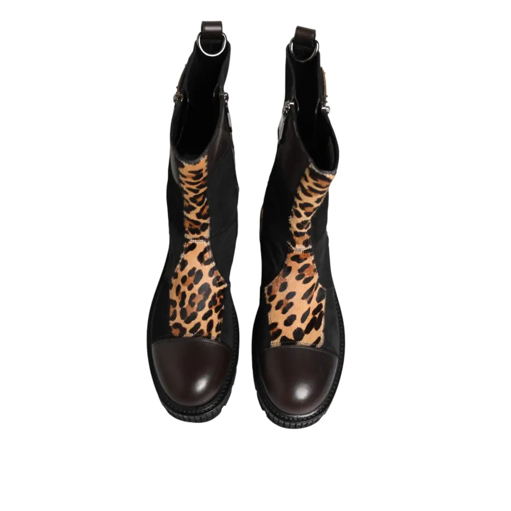 Dolce & Gabbana Mittelhohe Stiefel mit Leopardenmuster - EU44/US11