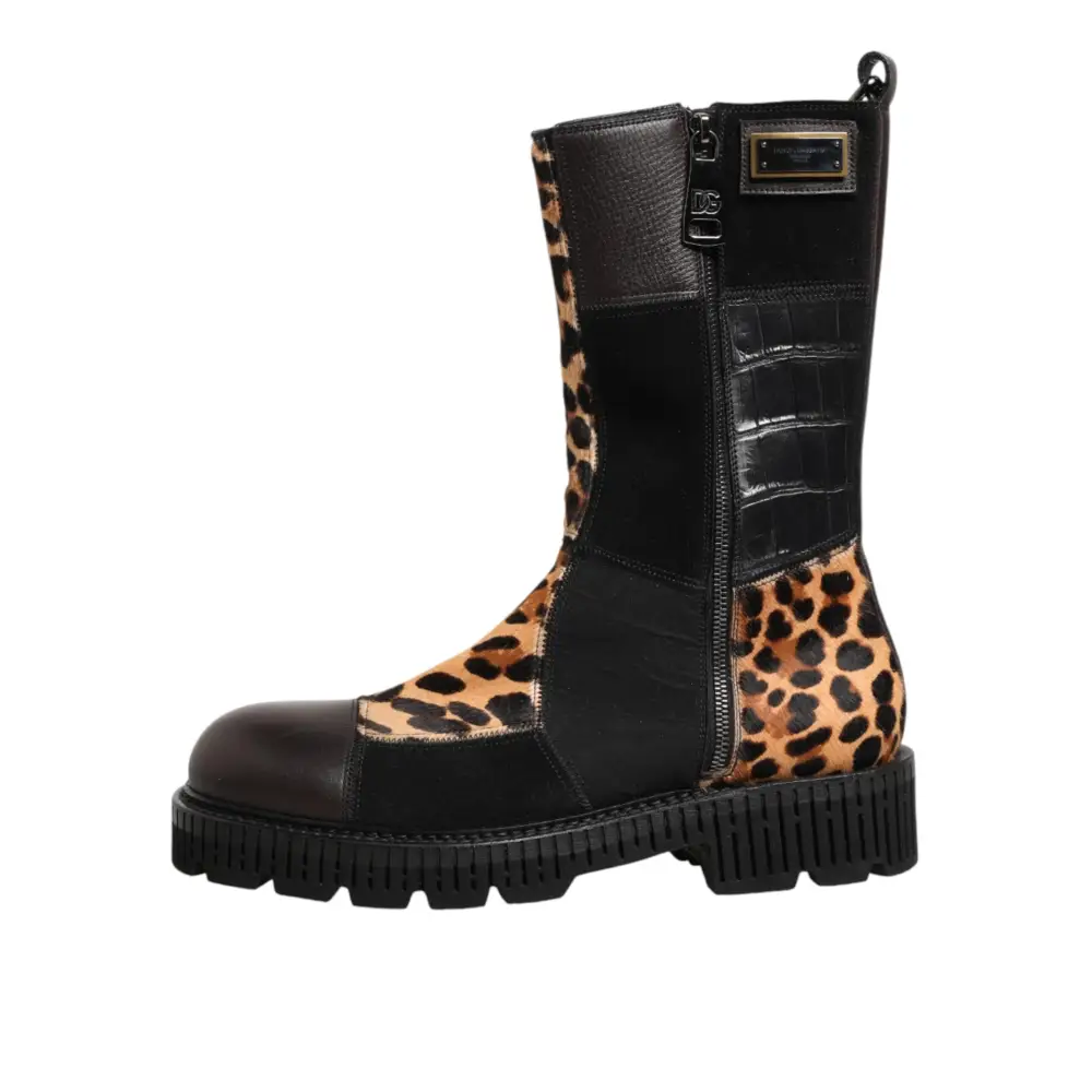 Dolce & Gabbana Mittelhohe Stiefel mit Leopardenmuster - EU44/US11