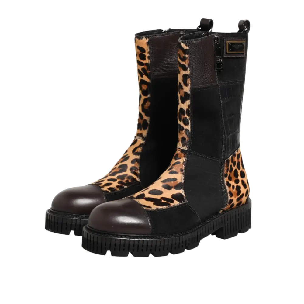 Dolce & Gabbana Mittelhohe Stiefel mit Leopardenmuster - EU44/US11