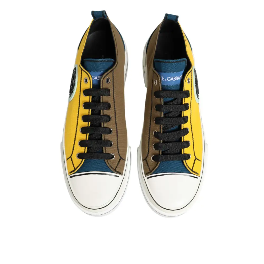 Dolce & Gabbana Multicolor Baumwolle Logo Low Top Sneakers Schuhe - EU44/US11