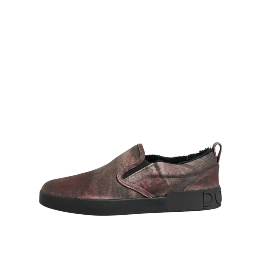 Dolce & Gabbana Multicolor Baumwolle Low Top Slip On Männer Turnschuhe Schuhe - EU44/US11