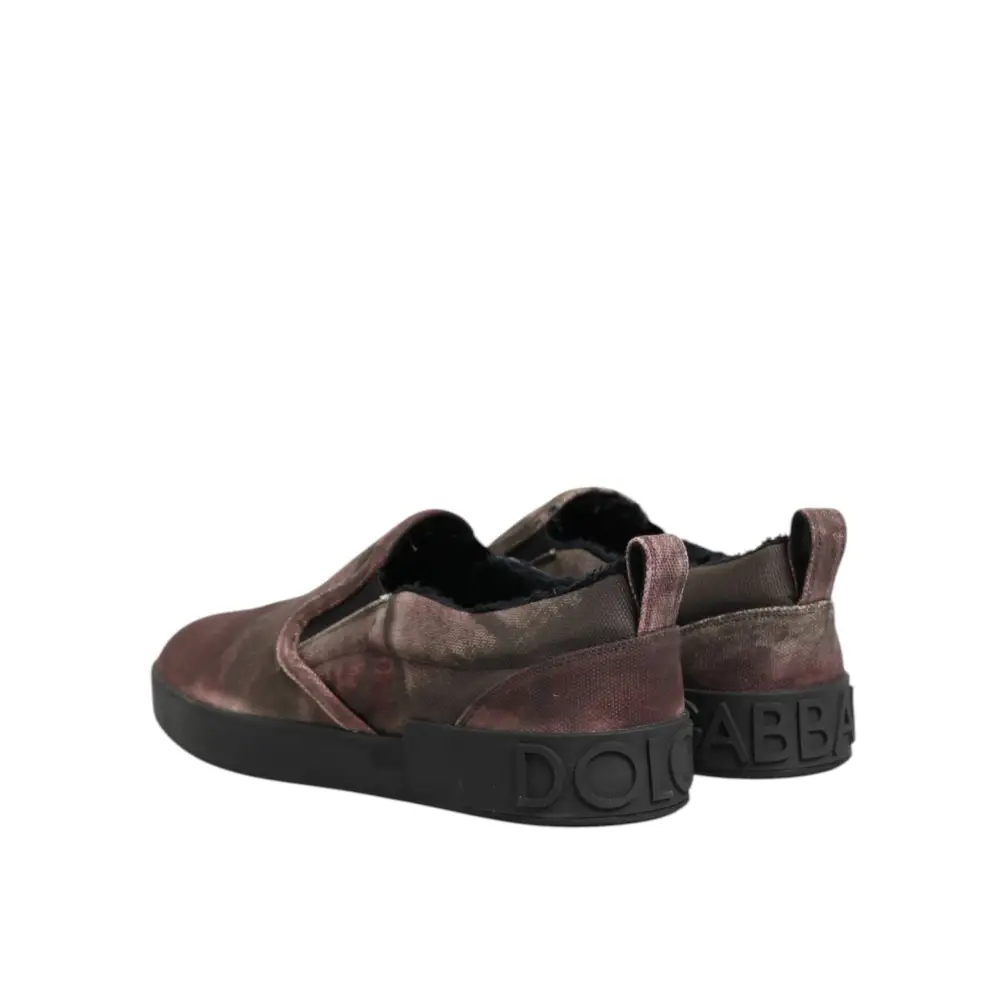 Dolce & Gabbana Multicolor Baumwolle Low Top Slip On Männer Turnschuhe Schuhe - EU44/US11