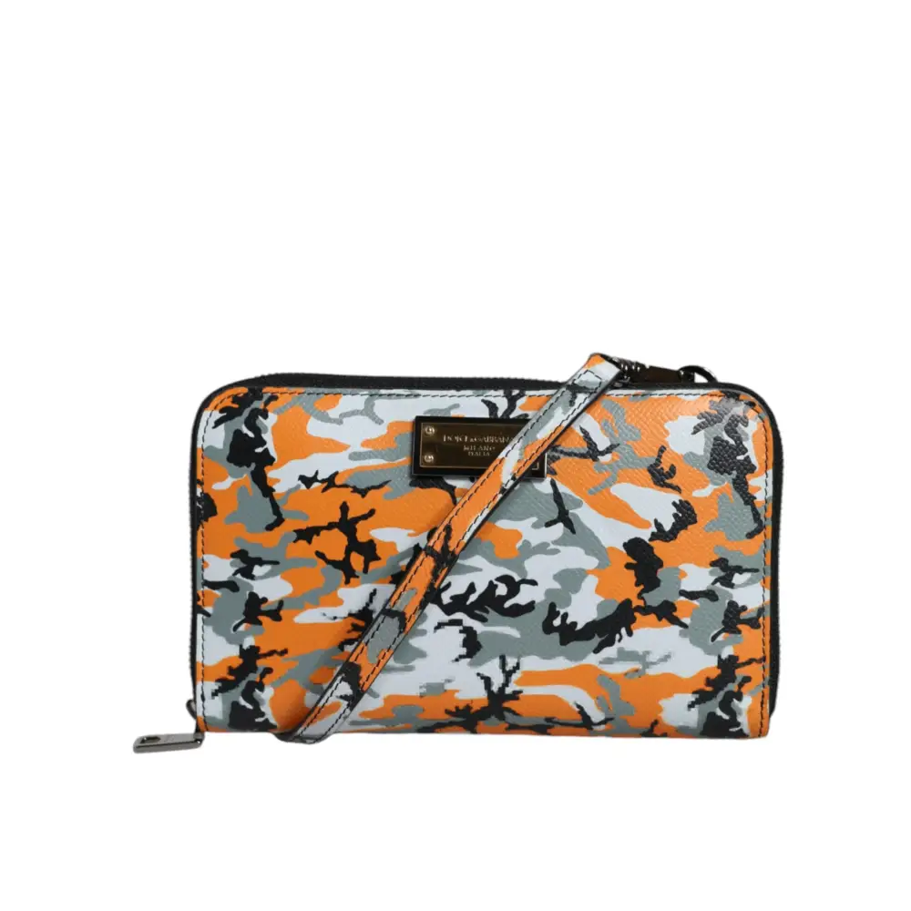 Dolce & Gabbana Multicolor Camouflage Leder Geldbörse Cross Body Bag