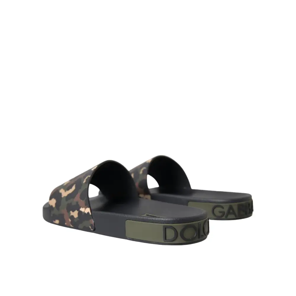 Dolce & Gabbana Multicolor Camouflage Leder Strandbekleidung Männer Schuhe - EU41/US8