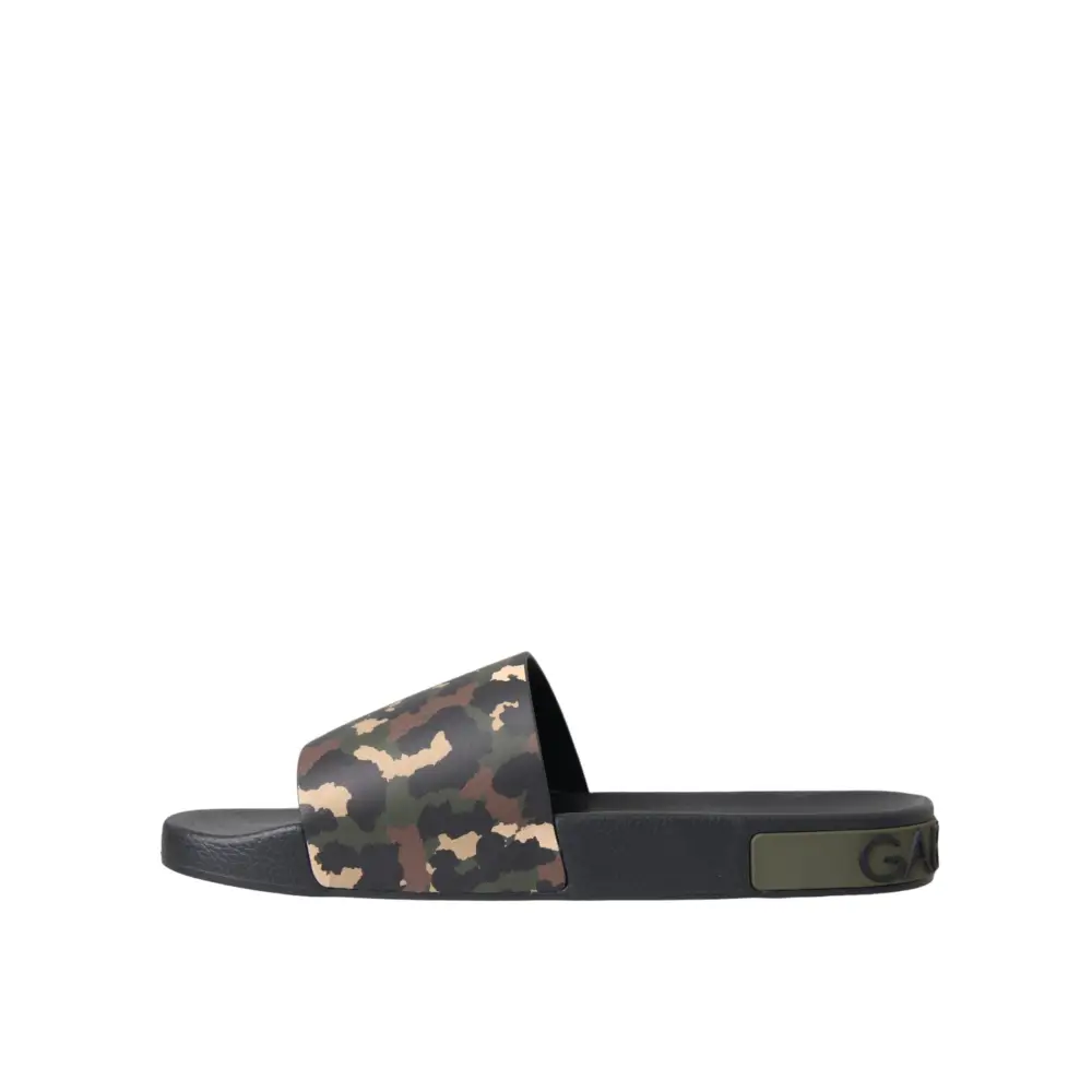 Dolce & Gabbana Multicolor Camouflage Leder Strandbekleidung Männer Schuhe - EU41/US8