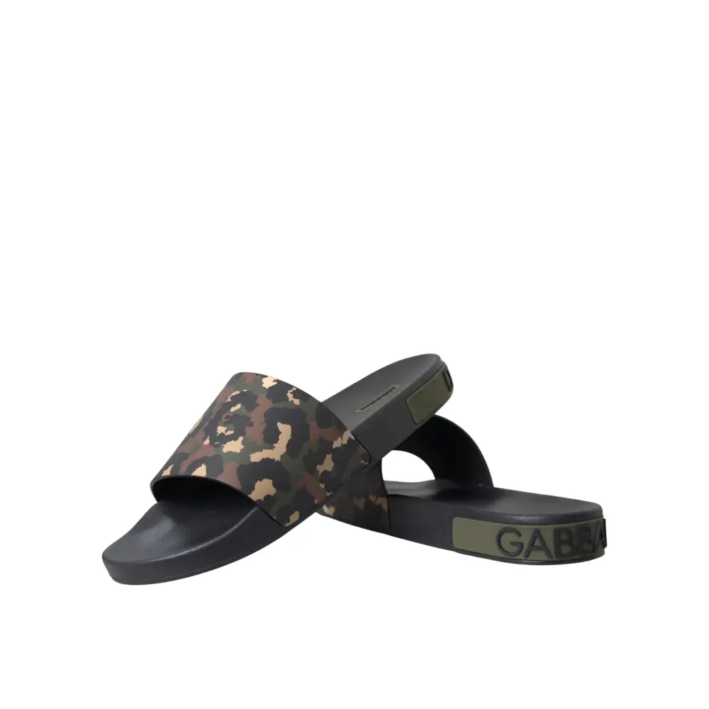 Dolce & Gabbana Multicolor Camouflage Leder Strandbekleidung Männer Schuhe - EU41/US8
