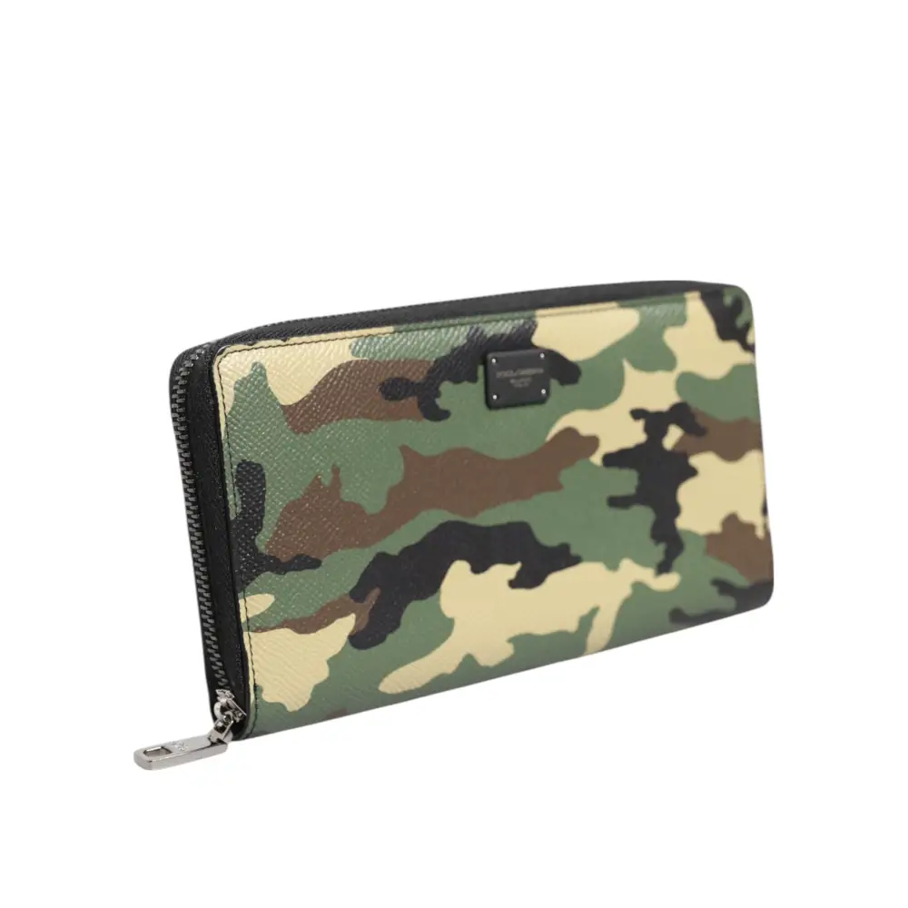 Dolce & Gabbana Multicolor Camouflage Logo Zip Around Continental Geldbörse