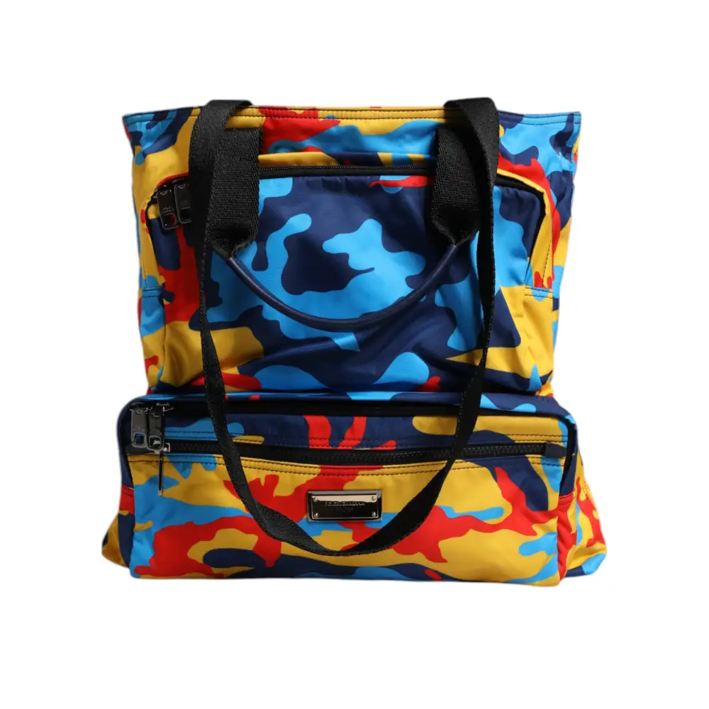Dolce & Gabbana Multicolor Camouflage Nylon Einkaufstasche