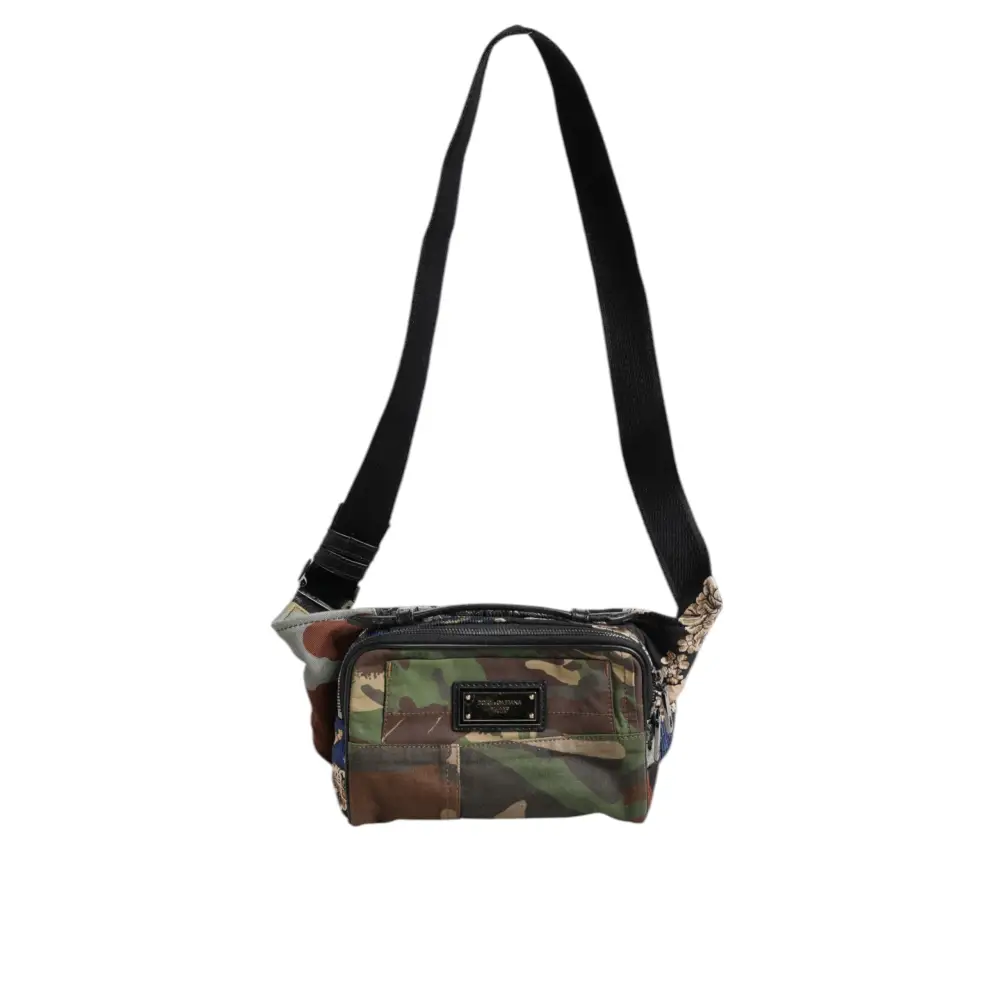 Dolce & Gabbana Multicolor Camouflage Patchwork Logo Taille Gürteltasche